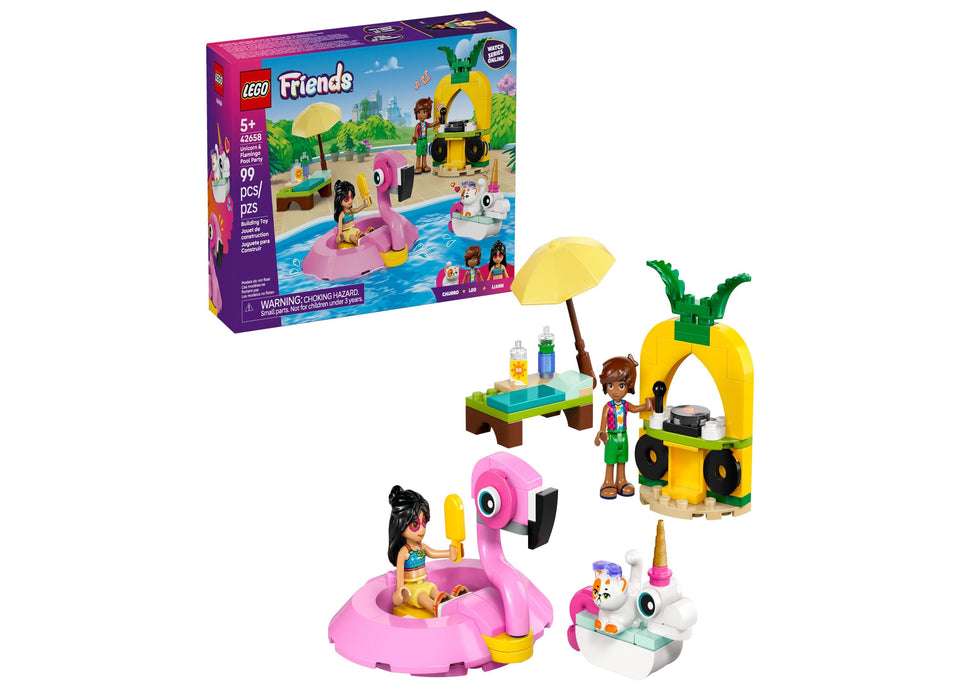 LEGO Friends Unicorn Flamingo Pool Party 42658 Building Set. 99 Pieces