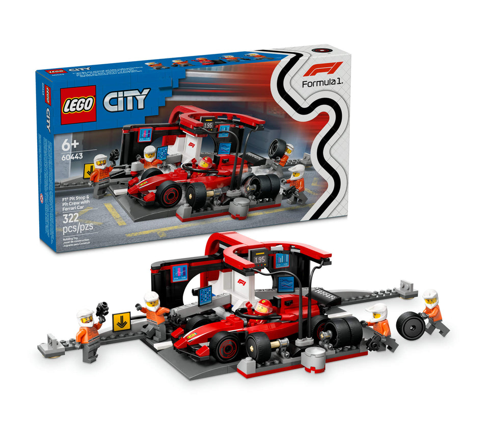 LEGO City F1 Pit Stop & Crew with Ferrari Racing Car Toy - 322 Pieces