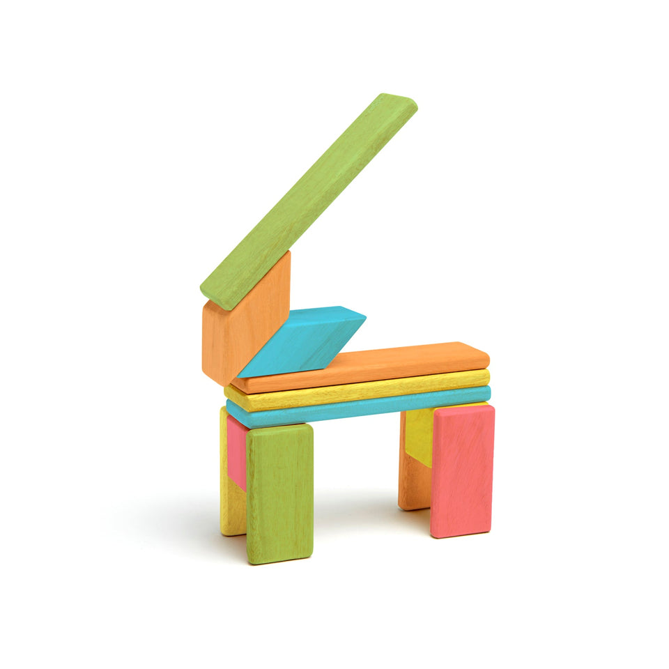 Tegu Magnetic Wooden Blocks. 14-Piece Set. Tints
