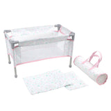 Berenguer Boutique Folding Doll Crib/Playpen - Pink with Travel Bag