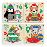 Mudpuppy Festive Friends Set of 4 Wood Puzzles