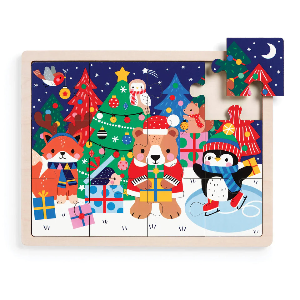 Mudpuppy Festive Friends 12 Piece Wooden Tray Puzzle