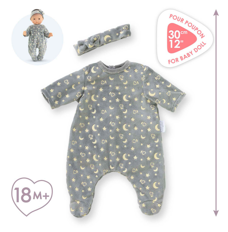 Corolle Dolls Clothes 12 Pajamas and Headband (Glow in the Dark)